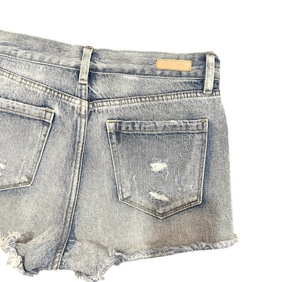 BlankNYC Shorts Womens 28 Denim Button Fly High Rise Casual Distressed Blue - Picture 4 of 6